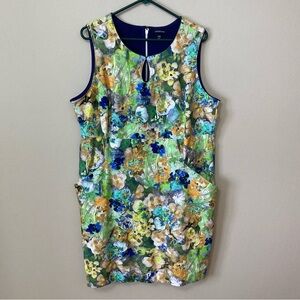 Lands End Watercolor Floral Sheath Dress 20W